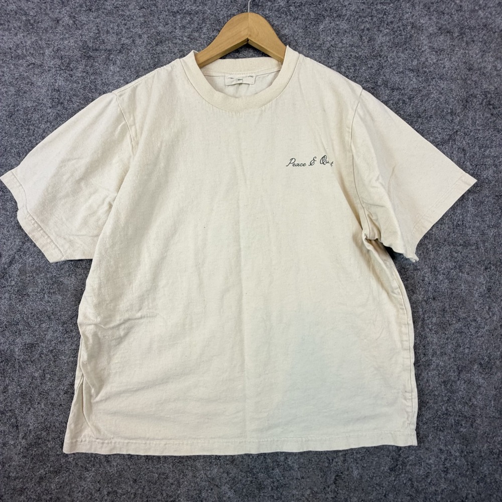 Museum of Peace & Quiet T Shirt Mens Medium Beige Cotton Relaxed Fit Casual